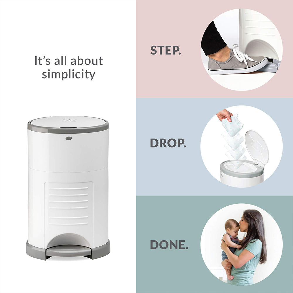 Korbell_Nappy_Bin_Plus_Single_Bin_Pure_White_Annotated_Lifestyle_2