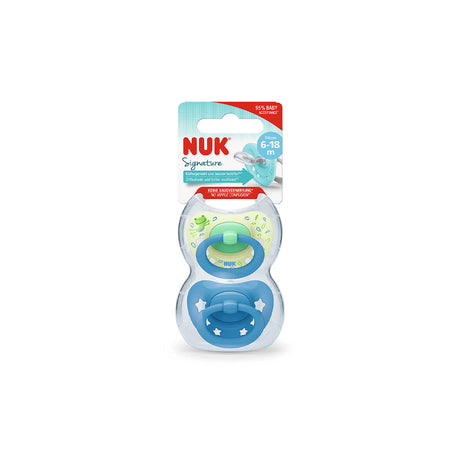 NUK Signature Silicone Soother 2 Pack - Frogs/Stars