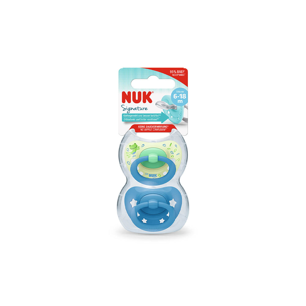 NUK Signature Silicone Soother 2 Pack - Frogs/Stars