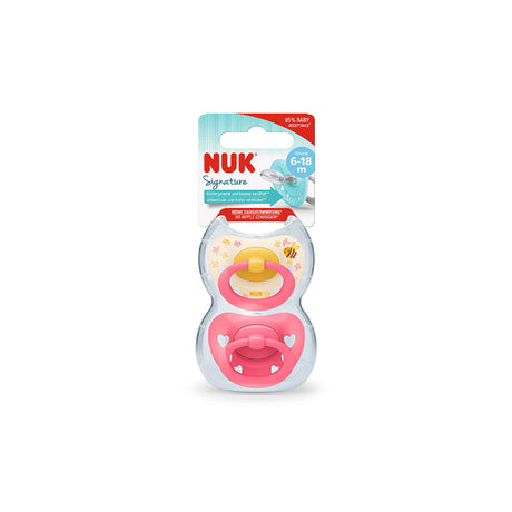 NUK Signature Silicone Soother 2 Pack - Bee/Hearts