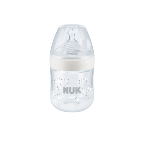 NUK Nature Sense Temperature Control 150ml Bottle with Silicone Teat Small Hole Teat - Bubbles - ShopBaby