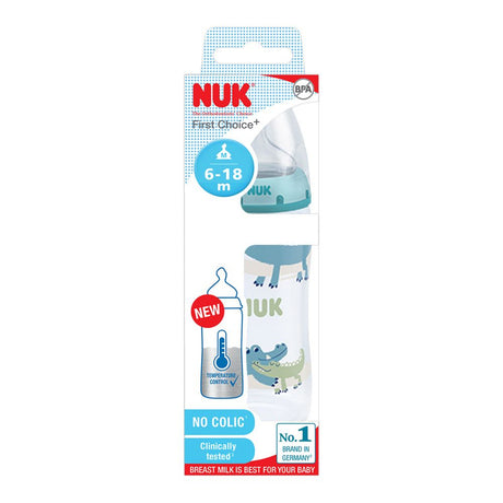 NUK Temperature Control Bottle with Silicone Teat 300ml - Crocodile