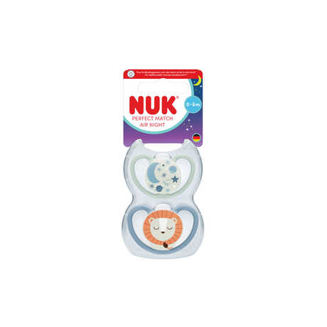 NUK Glow in the Dark Space Silicone Soother 2 Pack - Lion