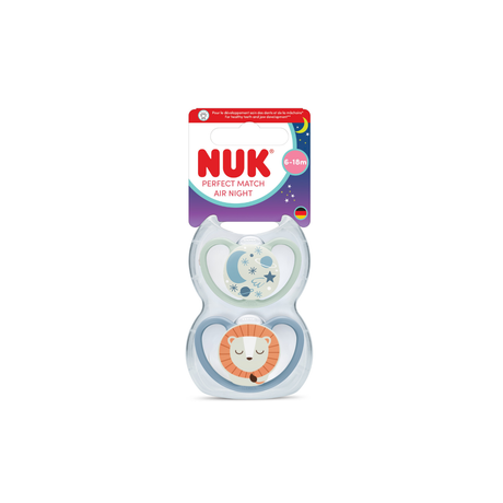 NUK Glow in the Dark Space Silicone Soother 2 Pack - Lion