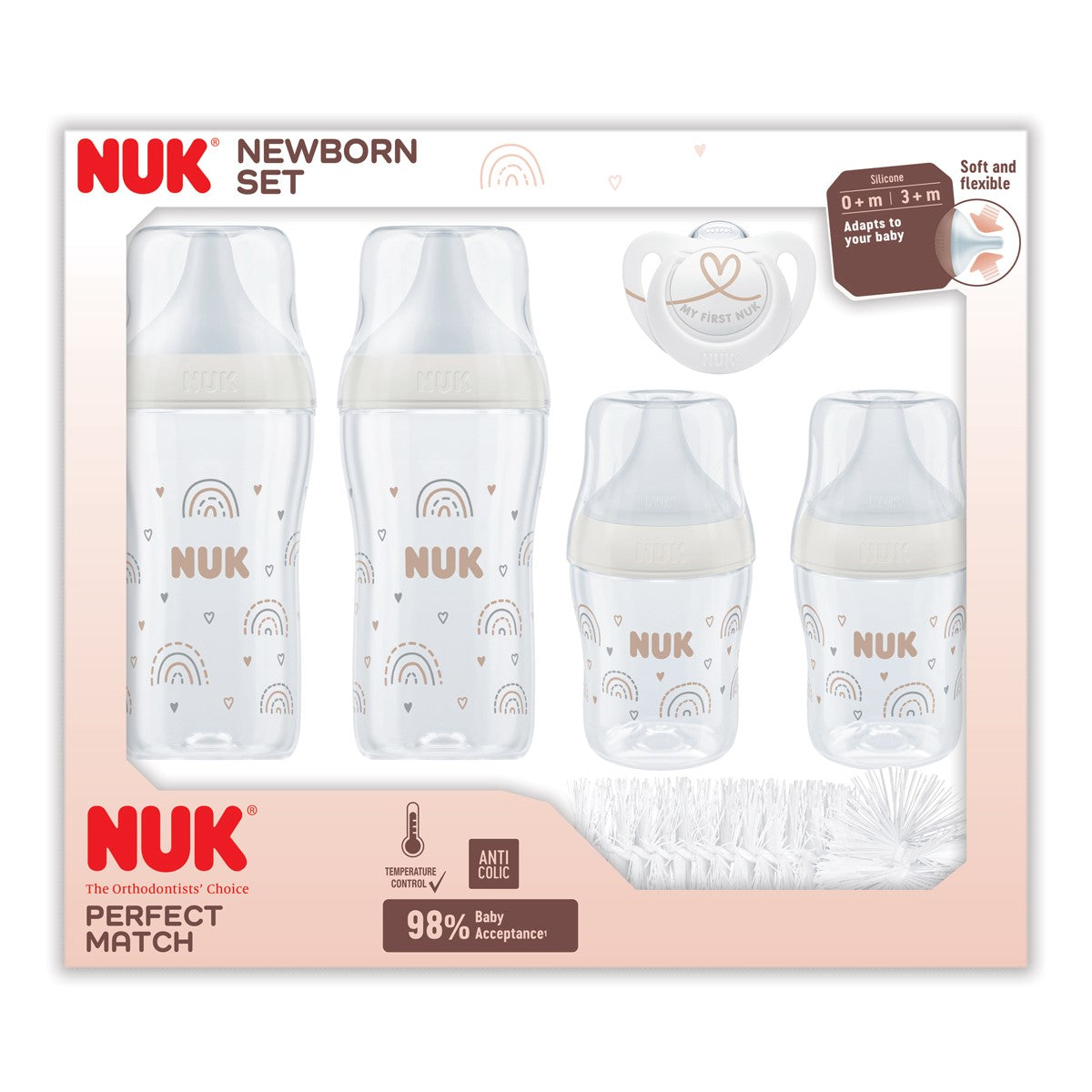 NUK Perfect Match Newborn Set - Multi Pack Beige/Rainbow