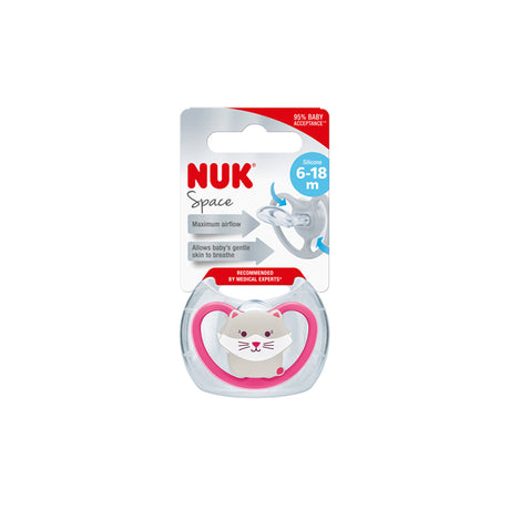 NUK Space Silicone Soother 1 pack - Pink Cat